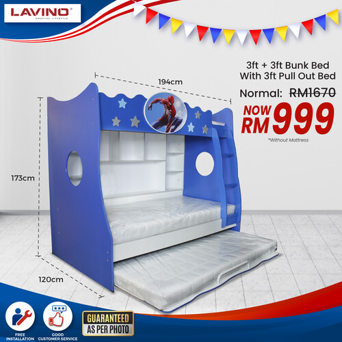 3FT + 3FT Bunk Bed + 3FT Pull Out Bed CT3300